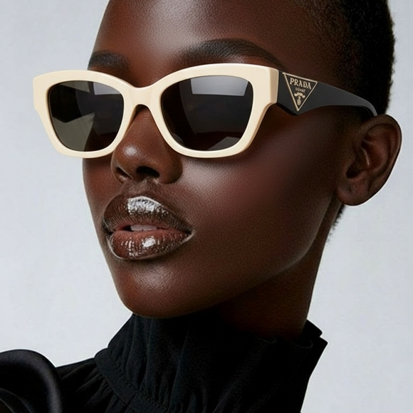 Prada Elegant Cream and Black Sunglasses - Picture 3 of 6